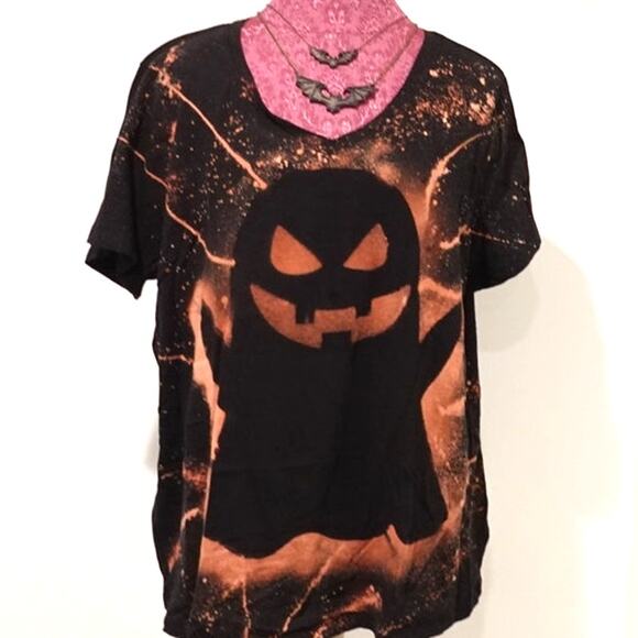 NEW Custom-Made Acid Ghost on Black V neck T shirt SZ XXL (V2) - Picture 1 of 9